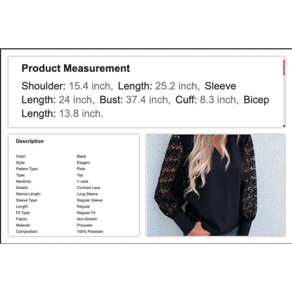 Women’s Black Contrast Lace Sleeve Keyhole Neck Blouse Halter Top Size Small - Picture 2 of 5